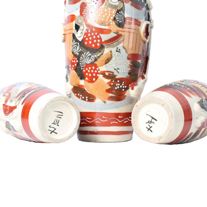 Set of Four Hand-Painted Japanese Satsuma Vases, Late 19th to Early 20th Century