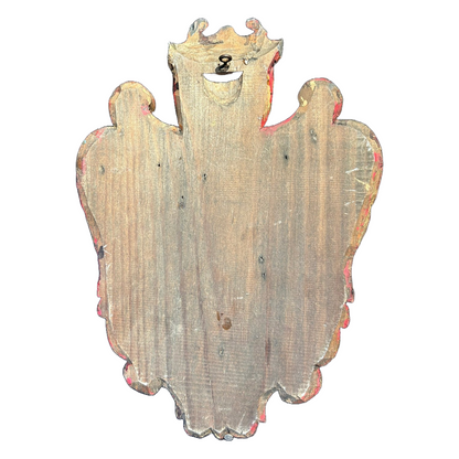 Handmade Italian Polychrome Wooden Shield, 1960s Decorative Wall Plaque,