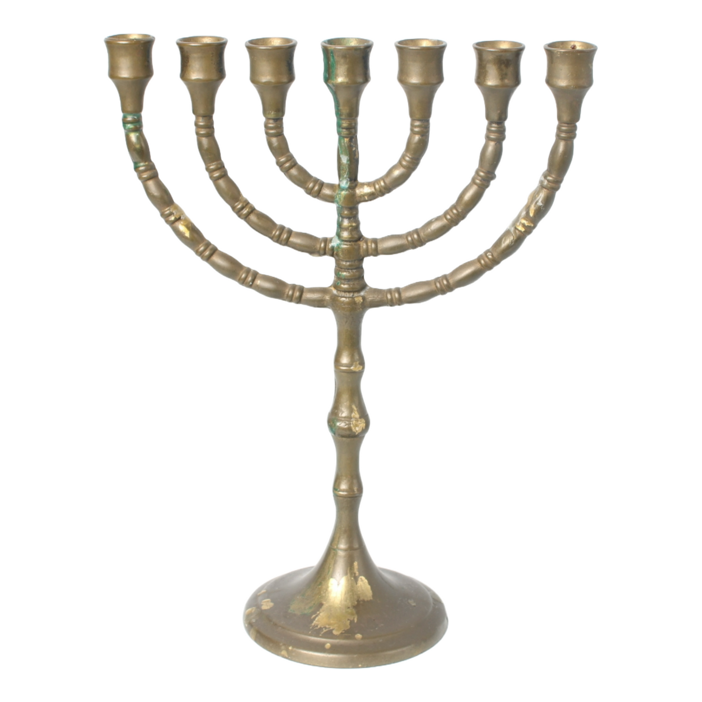 Vintage Brass 7-Arm Menorah from Israel, Judaica Candlestick, Jerusalem