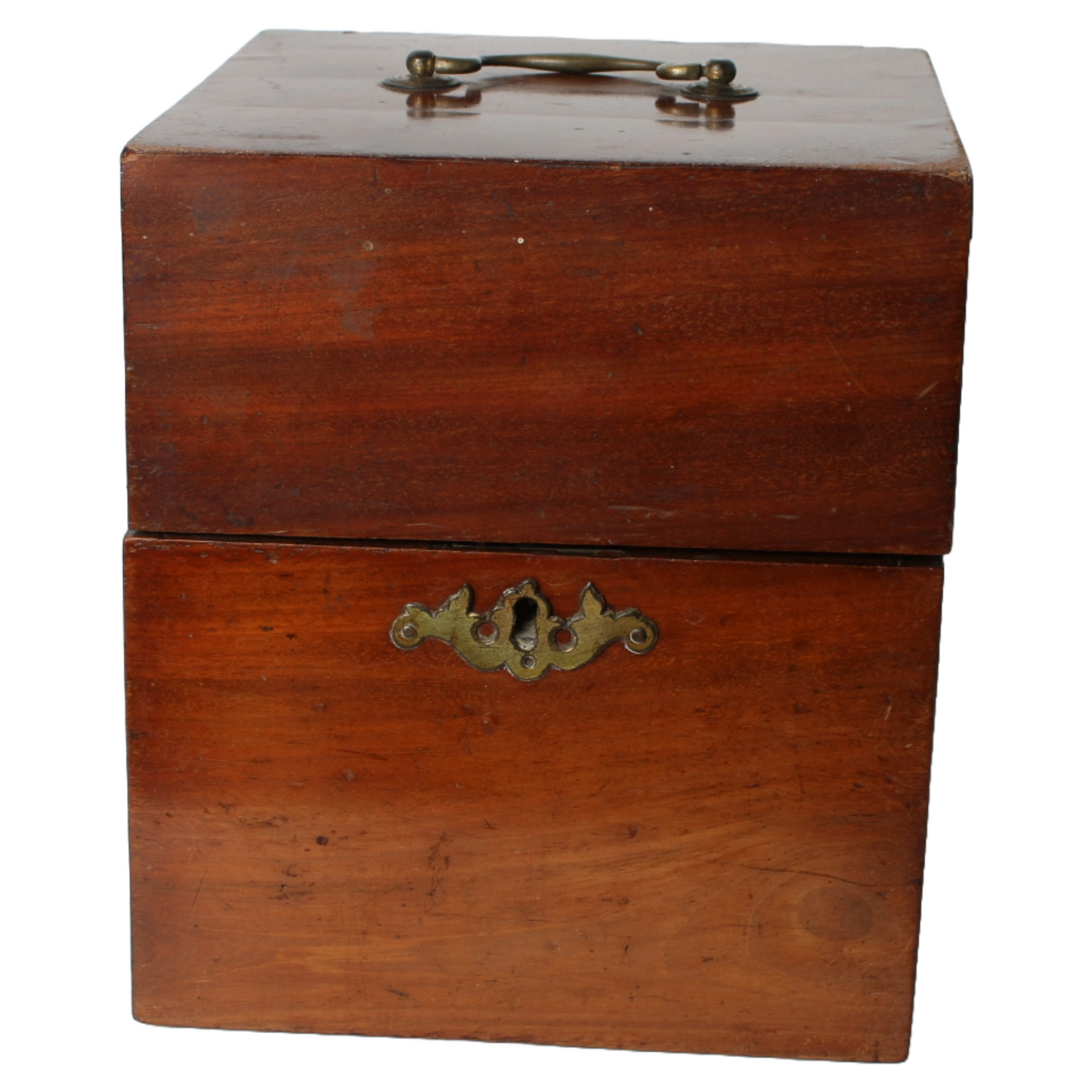 Antique Wooden Tantalus Liquor Box with Four Hand-Blown Decanters – ca. 1850