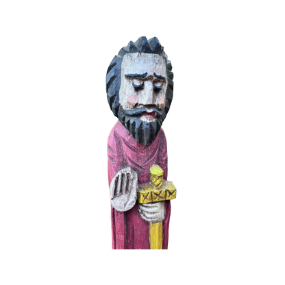 Beautiful Antique Wooden Statue of Saint Matthias with Sword - Unique Gift