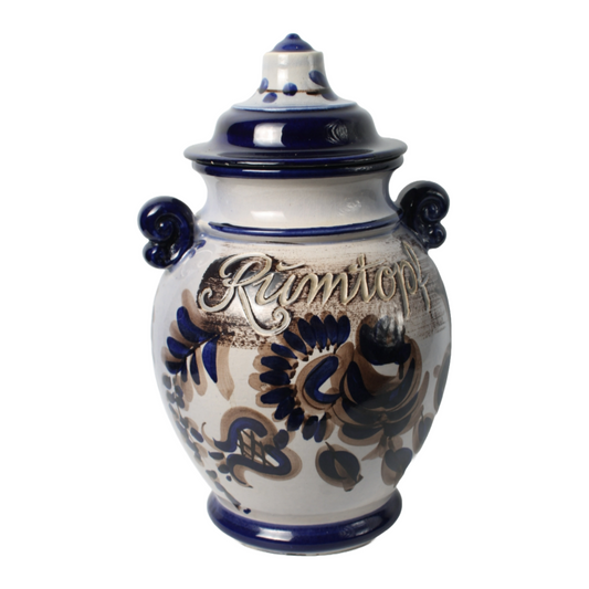 Vintage German Ceramic Rumtopf Pot with Lid - Hand-Painted, 20th Century