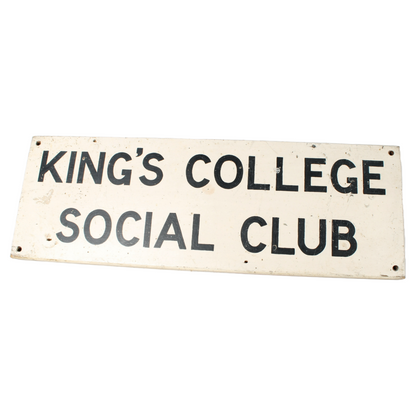 Vintage Wooden Sign King’s College Social Club | Original British School Sign