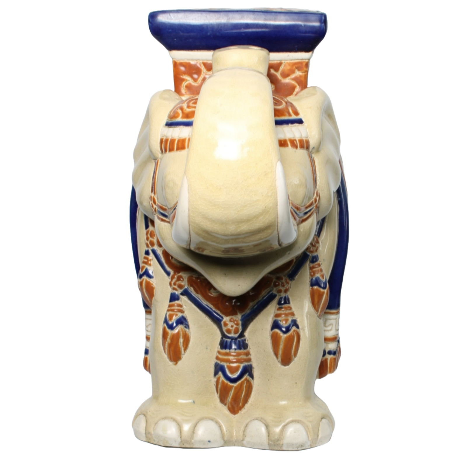 Unique Hand-Painted Ceramic XXL Elephant Plant Stand - Hollywood Regency Style