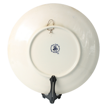 Hand-painted Chemkefa Delft Blue Plate with Dutch Horse and Carriage Scene, 38cm