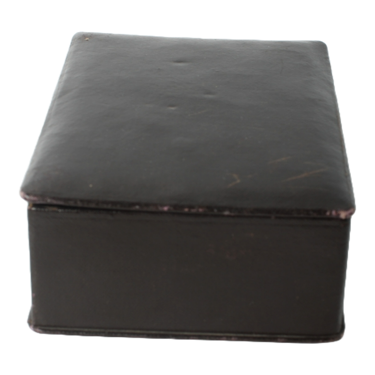 Antique Leather Storage Box – Velvet Interior – Jewelry or Document Box