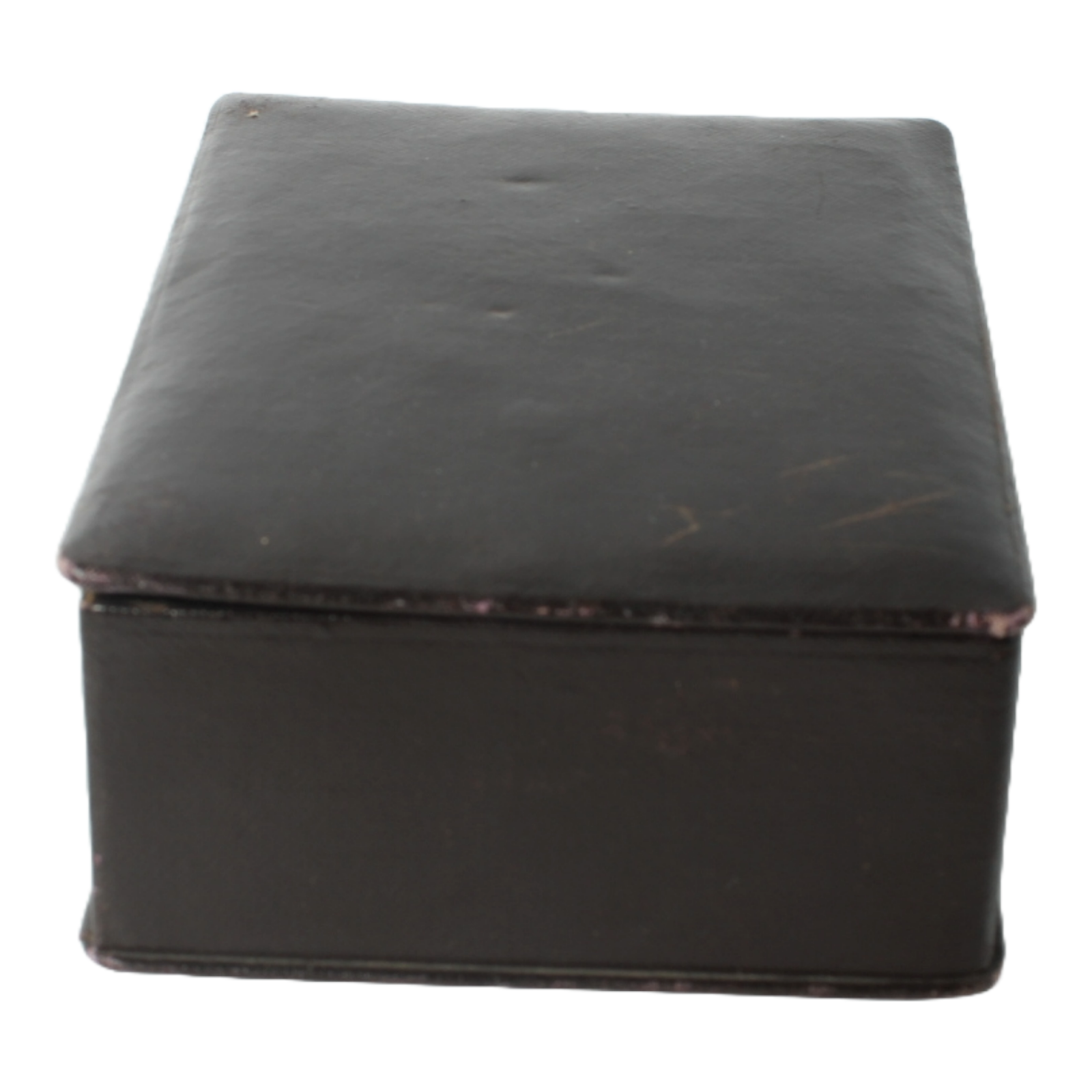 Antique Leather Storage Box – Velvet Interior – Jewelry or Document Box