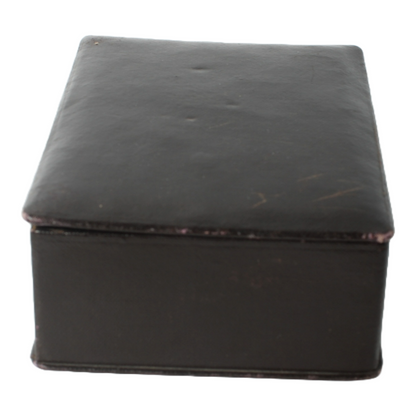 Antique Leather Storage Box – Velvet Interior – Jewelry or Document Box