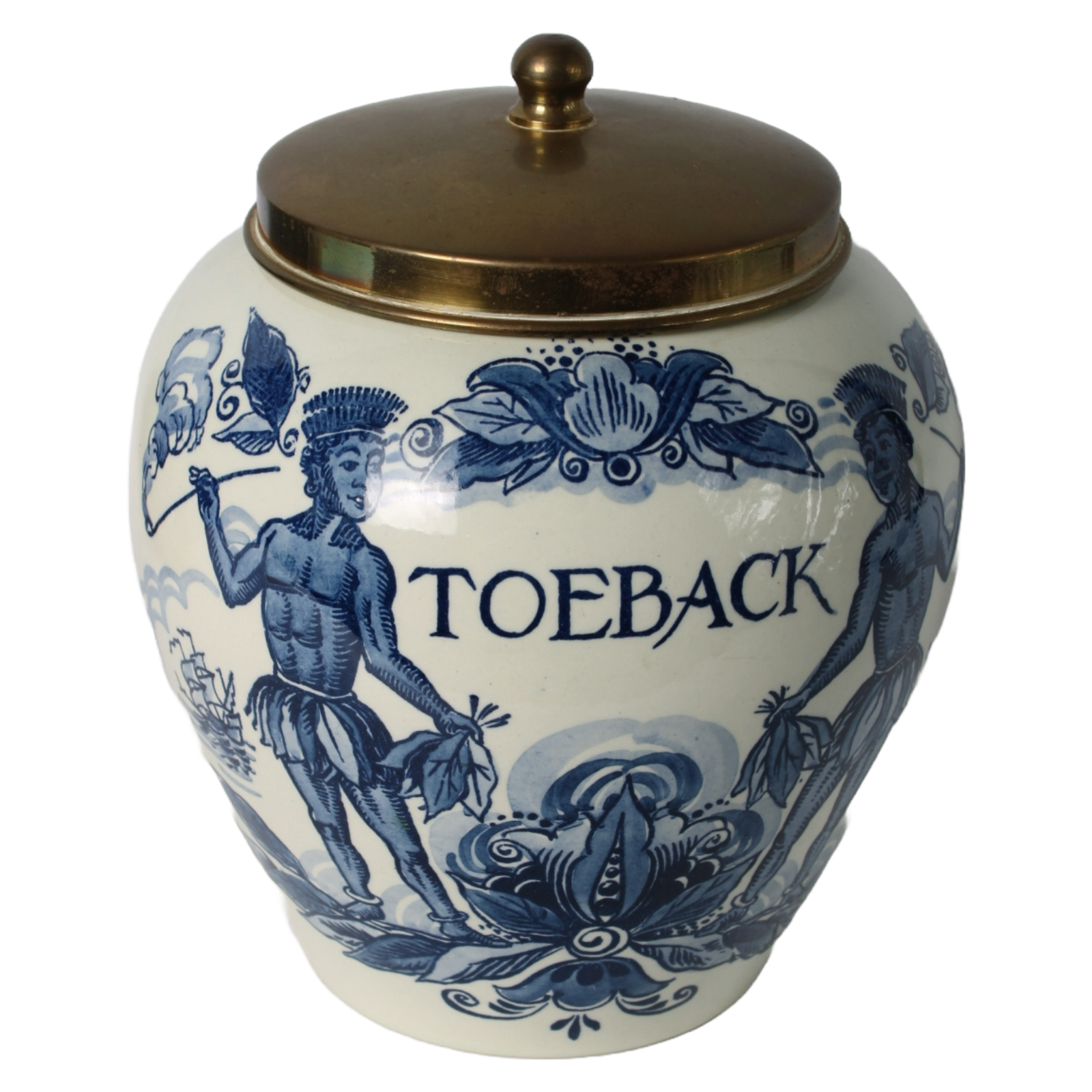 Antique TOEBACK Tobacco Jar | Goedewaagen Holland | Delft Blue Pottery