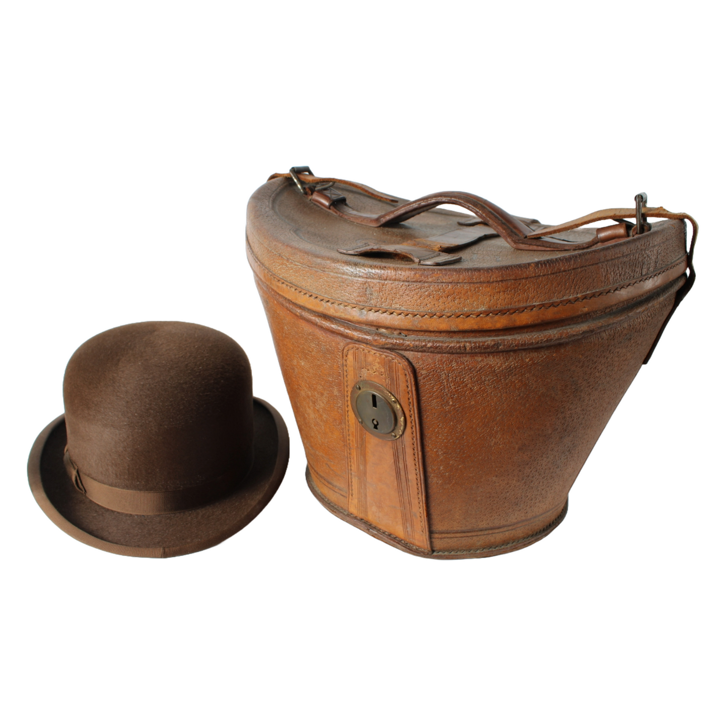 Antique Brown Bowler Hat (Size 58) with Leather Hat Box – Wegener