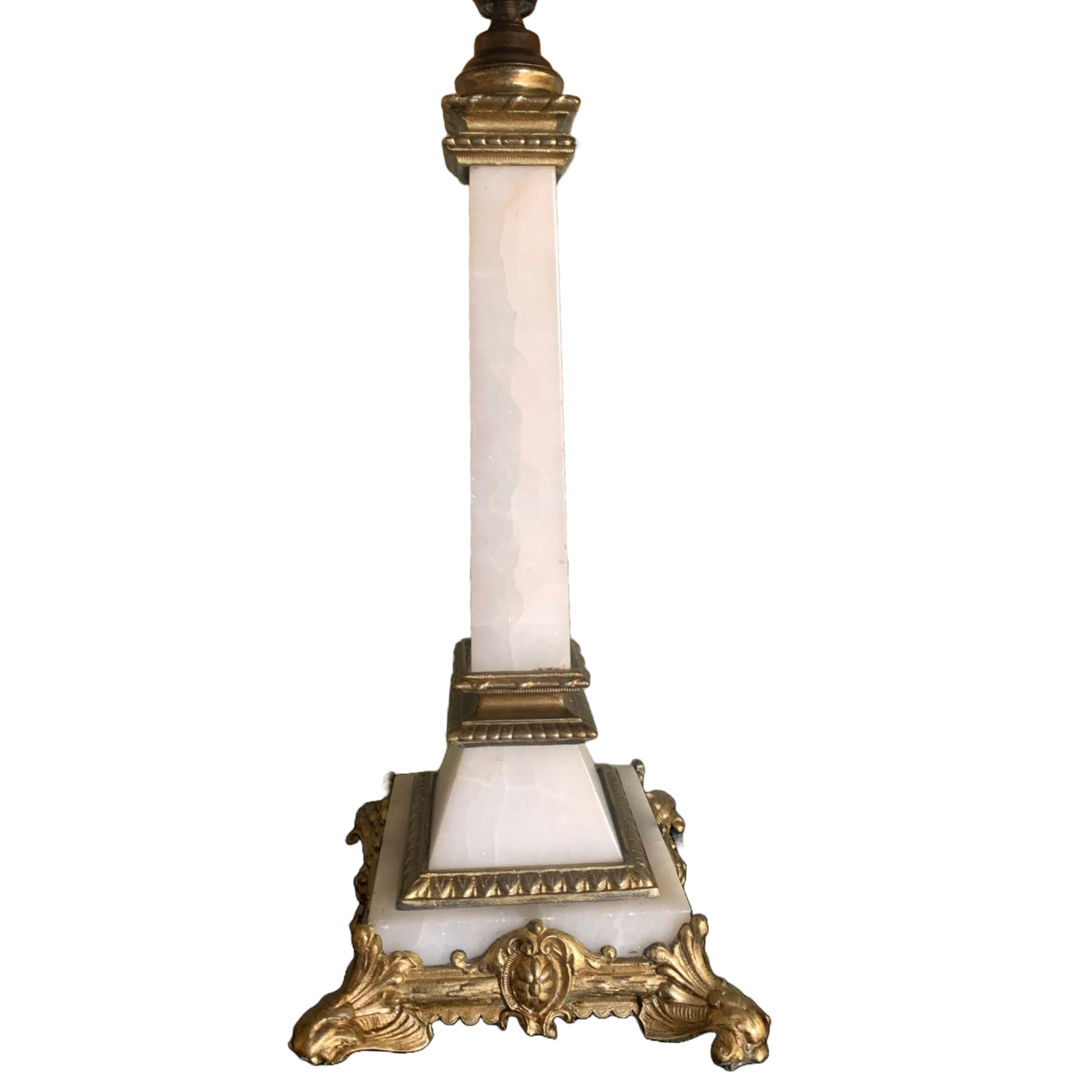 White Marble Lamp Base with Gilded Bronze Alloy - Circa 1900 - Working Order