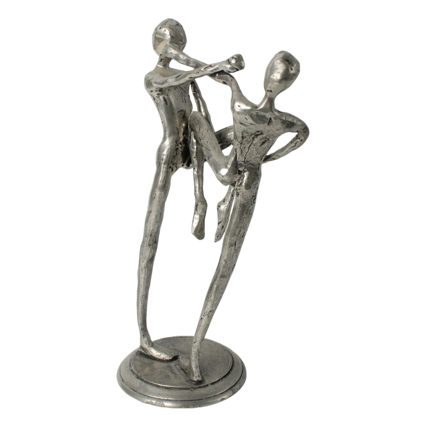 Abstract Pewter Sculpture – Two Dancing Figures, Dynamic Design