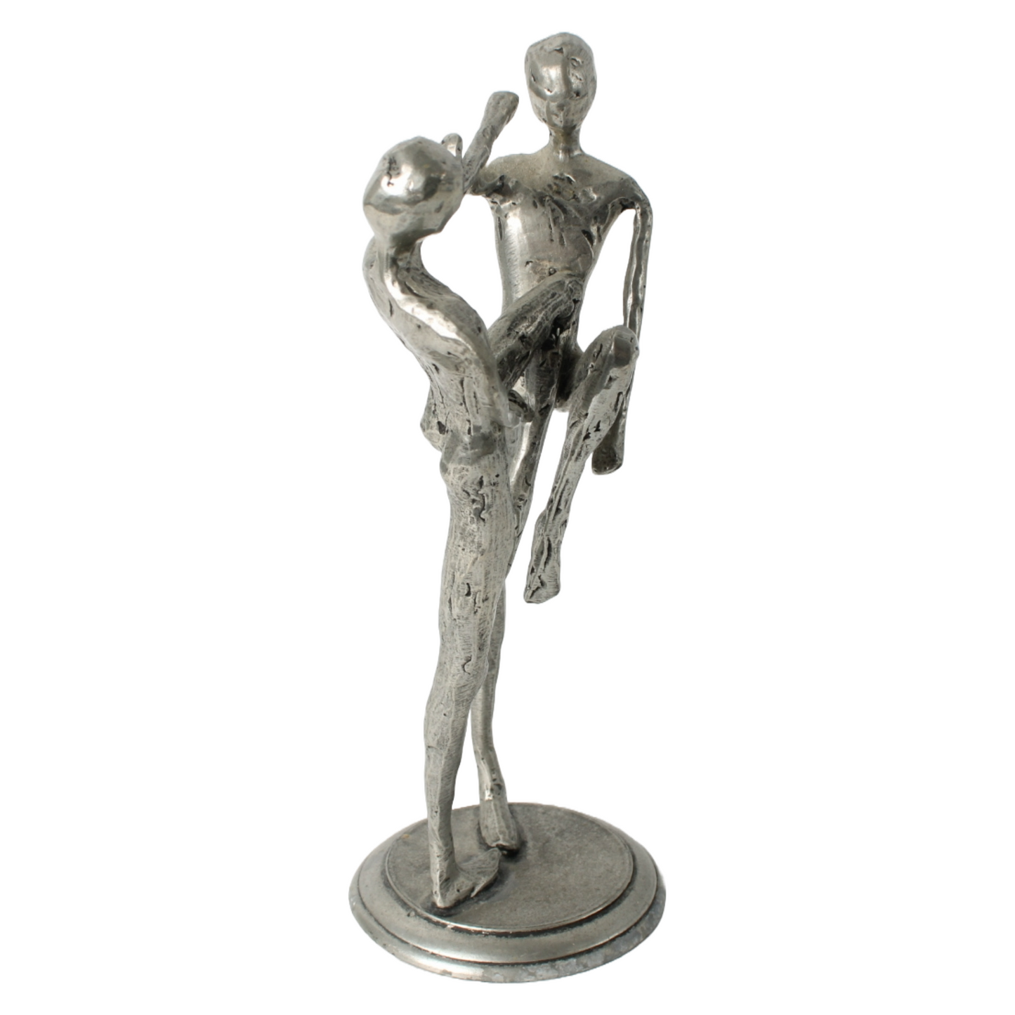 Abstract Pewter Sculpture – Two Dancing Figures, Dynamic Design