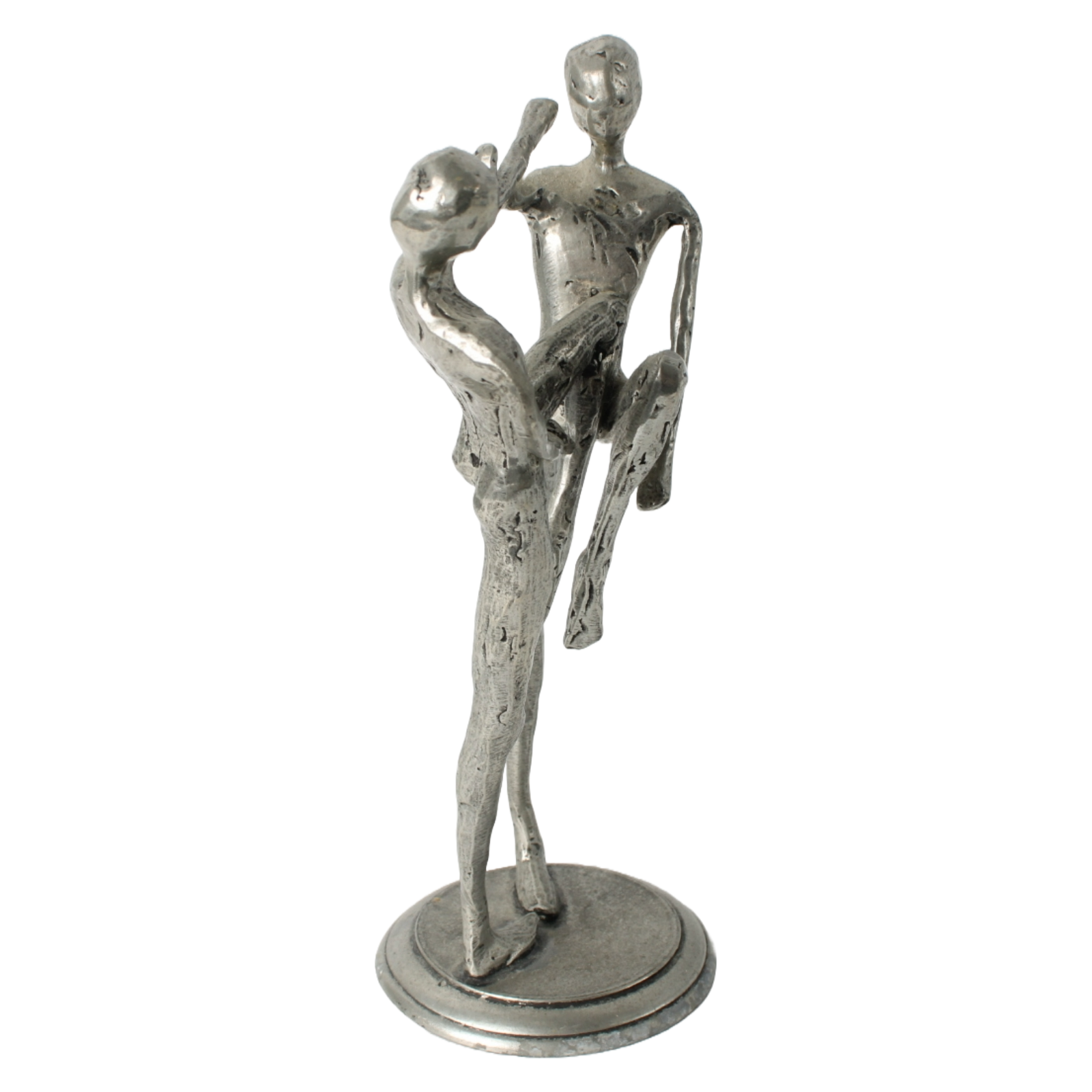 Abstract Pewter Sculpture – Two Dancing Figures, Dynamic Design