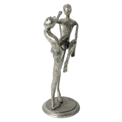 Abstract Pewter Sculpture – Two Dancing Figures, Dynamic Design