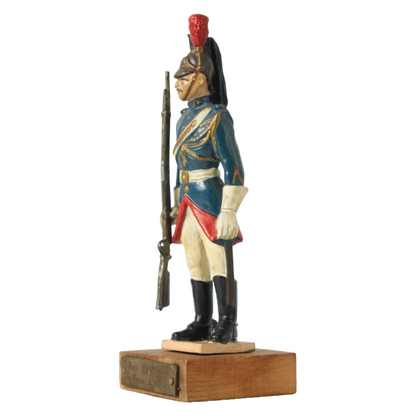 Vintage French Garde Républicaine Soldier Figurine on Wooden Base, 1966,