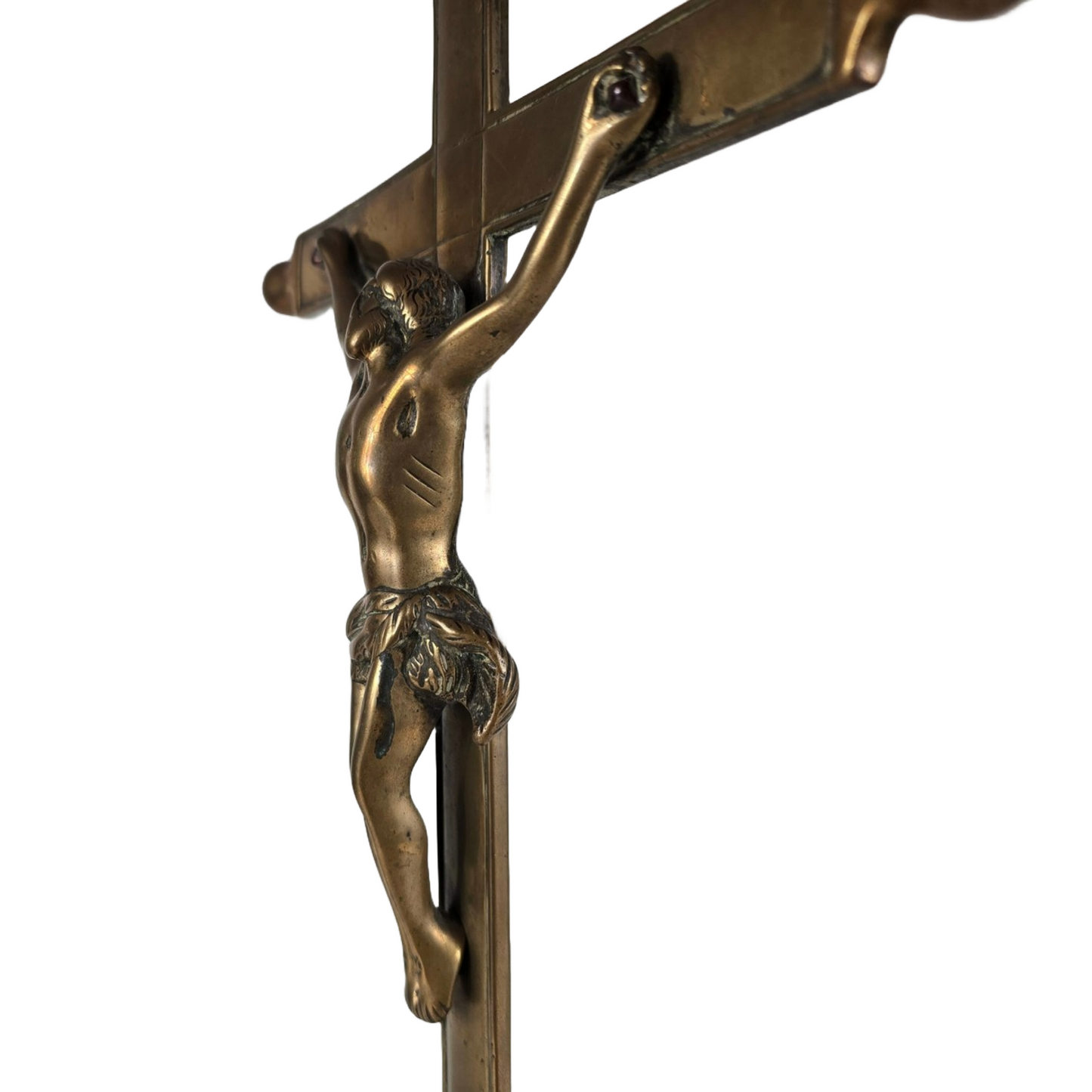 Antique French Crucifix - 19th Century | Religious Decorative Artwork | Brass |