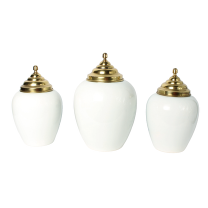 Set of three Delft Blue tobacco jars with brass lids – Royal Delft De Porceleyne