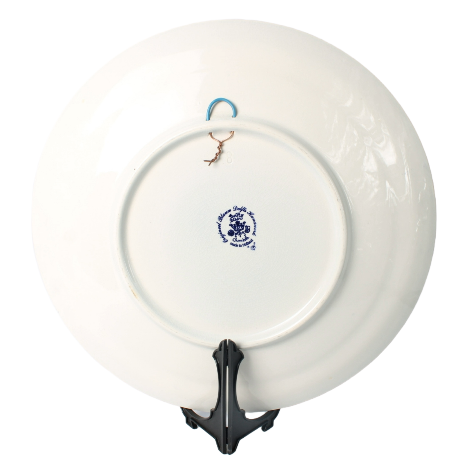 Large Hand-Painted Chemkefa Delft Blue Wall Plate - Horse & Carriage Scene, 38cm