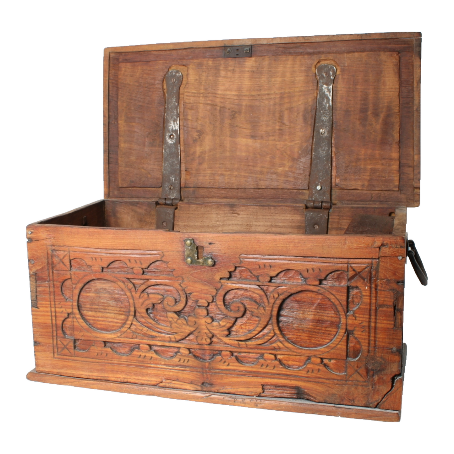 Antique Wooden Cash Box | Detailed Woodcarving | 18th-19th Century |