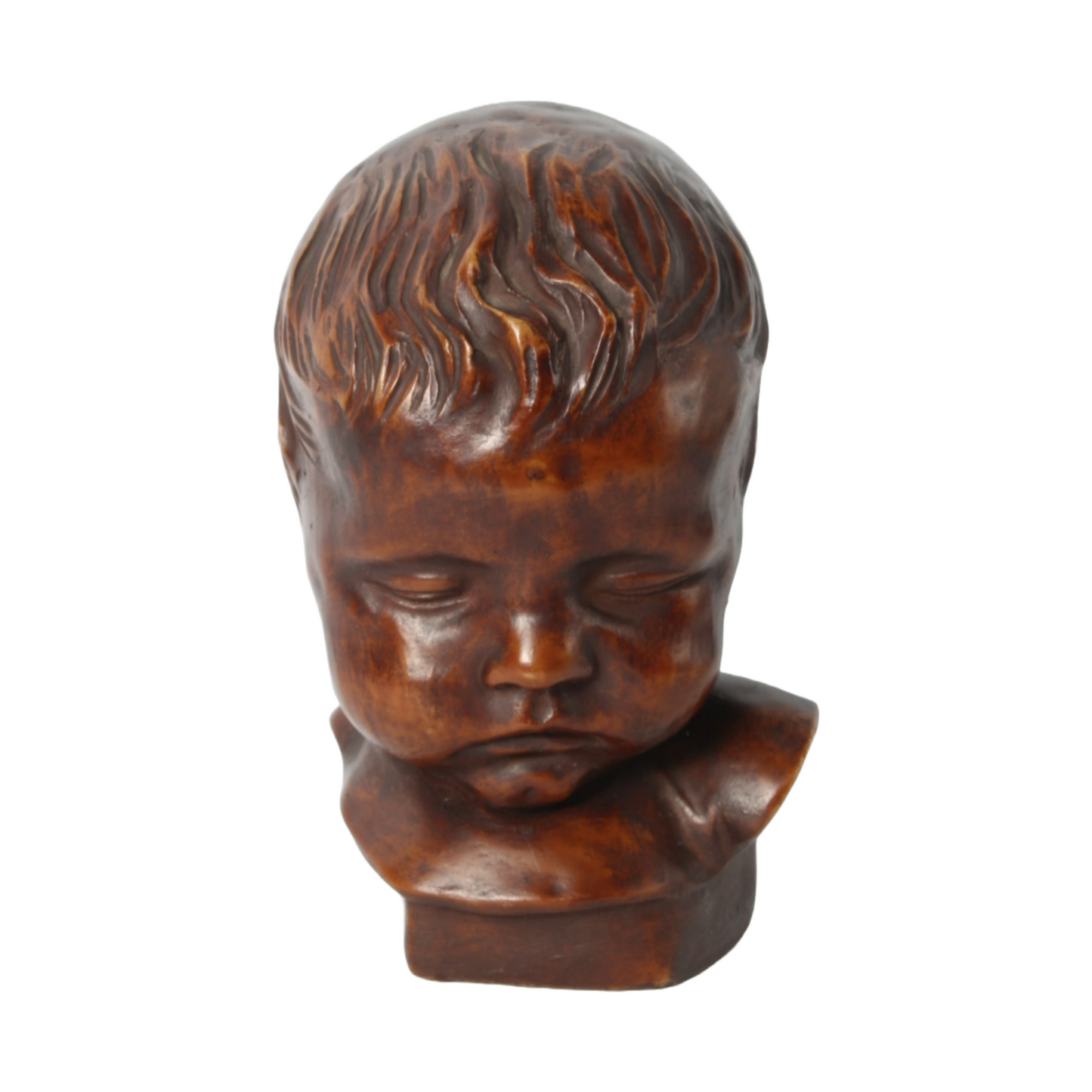 Antique Sleeping Baby Bust Sculpture - Mid-Century Art Decor, Serene and Detaile