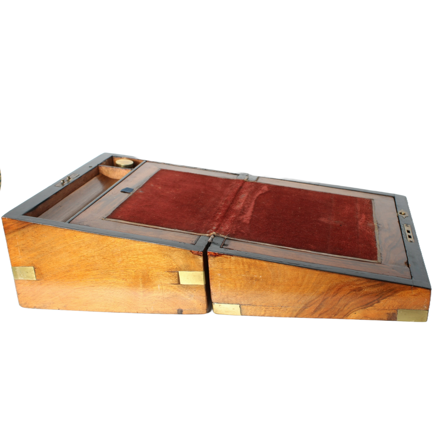 Antique Wooden Writing Box | Brass Details and Inscription | 1899 | Mahogany