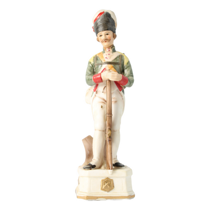 Antique Hand-Painted Porcelain Soldier Figurine, 1880-1900, European Collectible