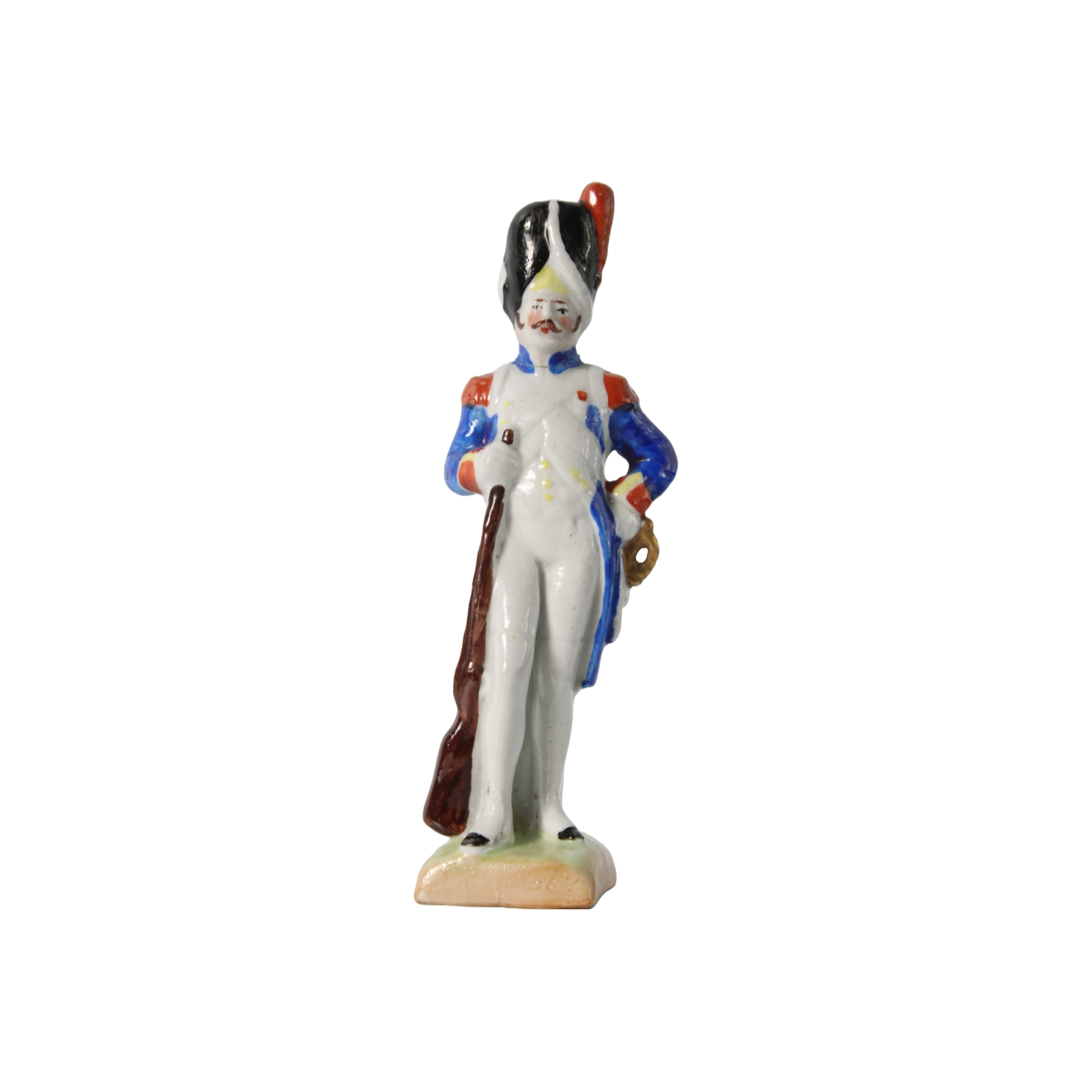 Hand-Painted Porcelain Figurine of Napoleonic Soldier, Kister Scheibe Alsbach