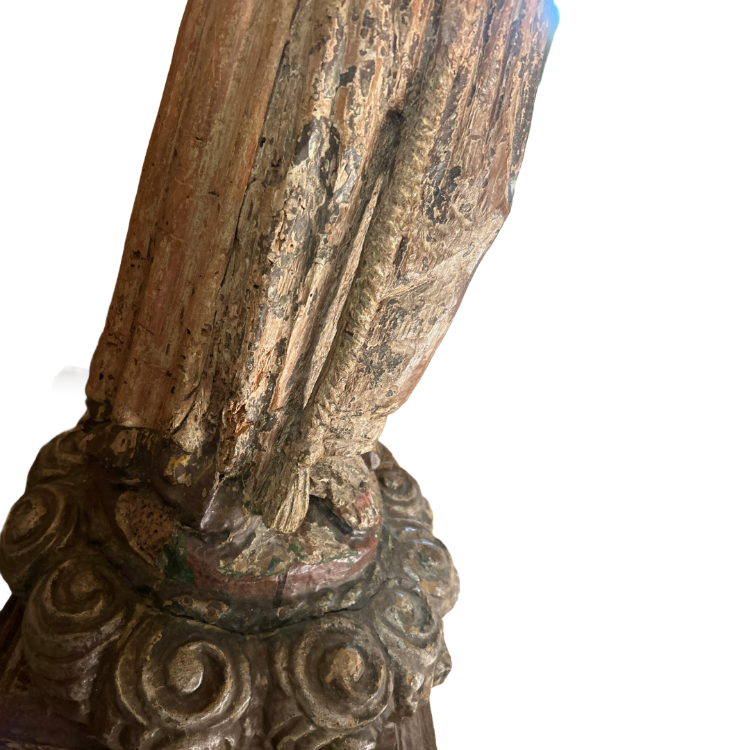 Rare 17th Century Spanish Colonial Wooden Statue of Saint Francis of Assisi