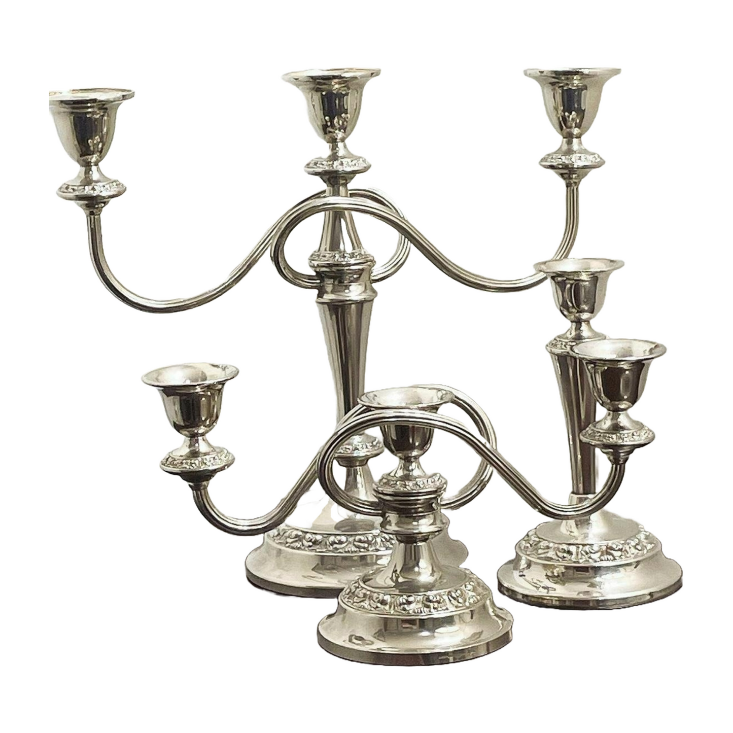 Elegant Vintage Silver Plated Candle Holders - Lanthe of England - 1950s