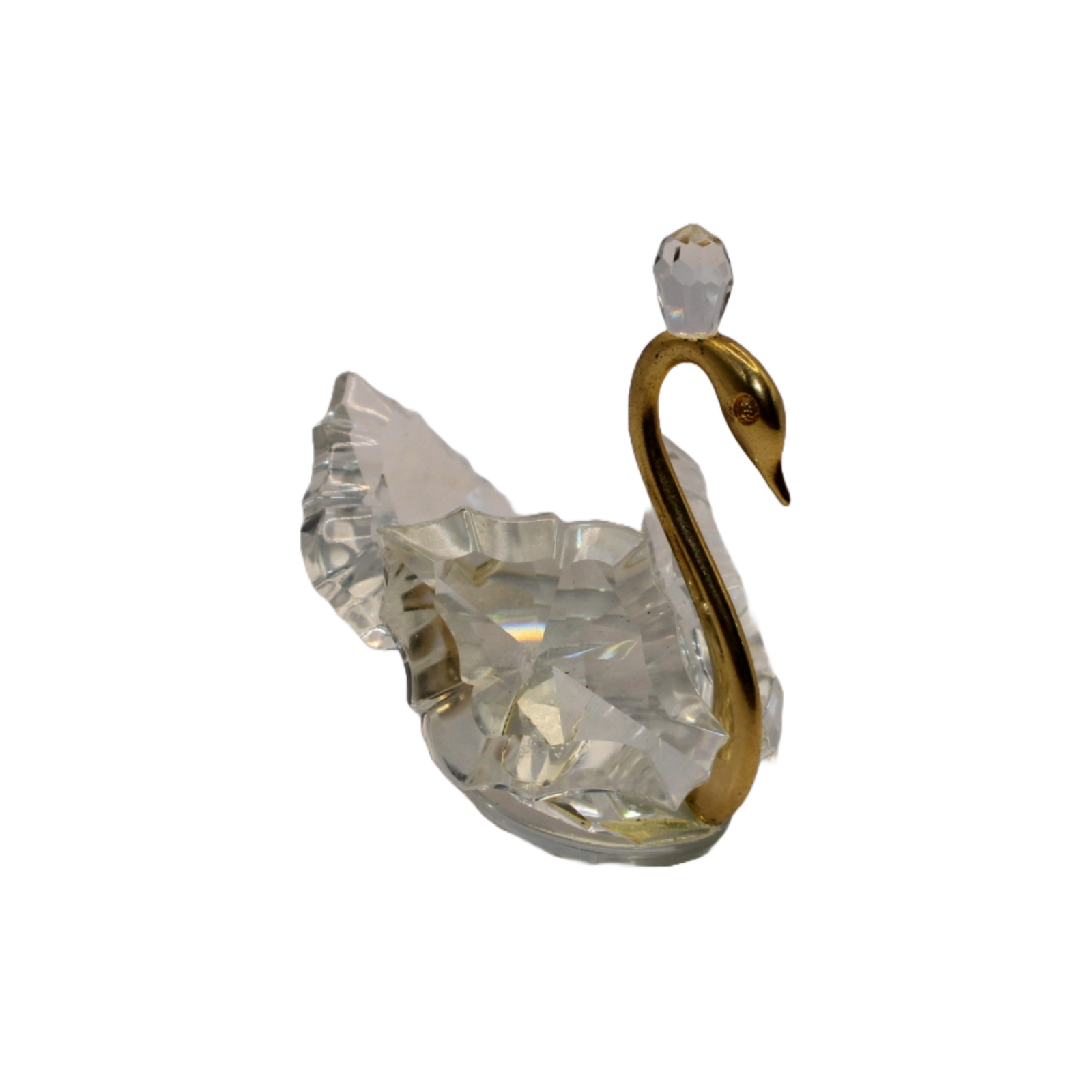 Exquisite Crystal Swan with Brass Mesh and Head - 6 cm Tall - Delicate Collector
