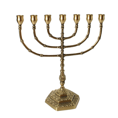 Antique Brass Menorah | Jewish Seven-Branched Candelabrum | Religious Judaica