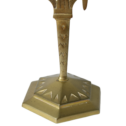 Antique Brass Hanukkah Menorah | Jewish Nine-Branched