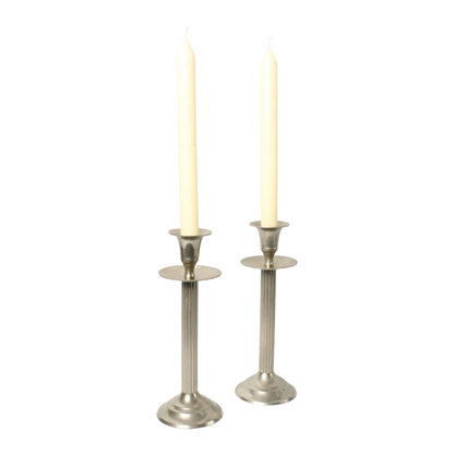 Elegant Pair of Silver-Colored Candle Holders - Classic Design - Timeless