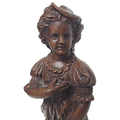 Decorative Statue of a Victorian-Dressed Girl - Signed - 28 cm Tall