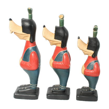 Set of Three Wooden Goofy Figurines – Walt Disney Collectibles – 25.5 cm Tall