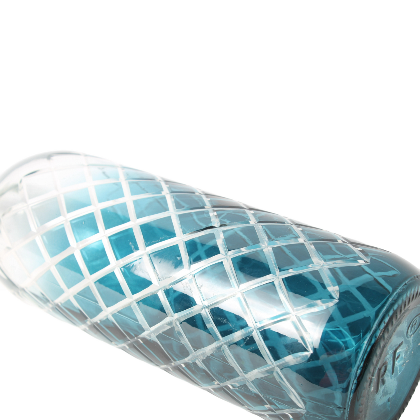 Blue Decorative Bottle | Glassware with Blue Gradient and Lattice Pattern |