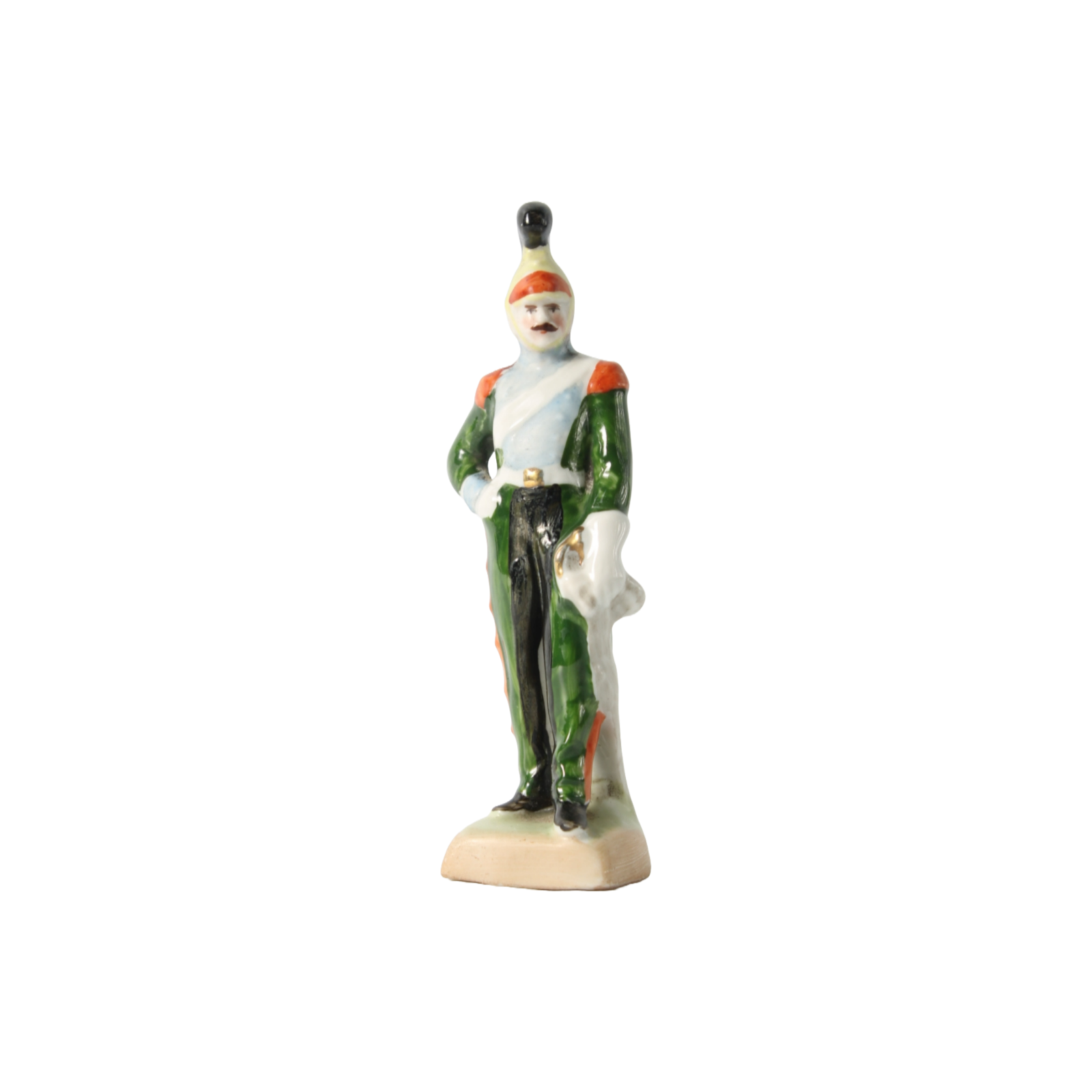 Hand-Painted Porcelain Figurine of Napoleonic Officer, 1920-1940, Kister Scheibe