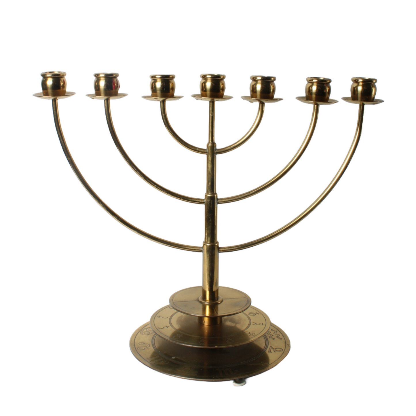 Astrological Menorah, Brass, 20th Century, Decorative and Symbolic