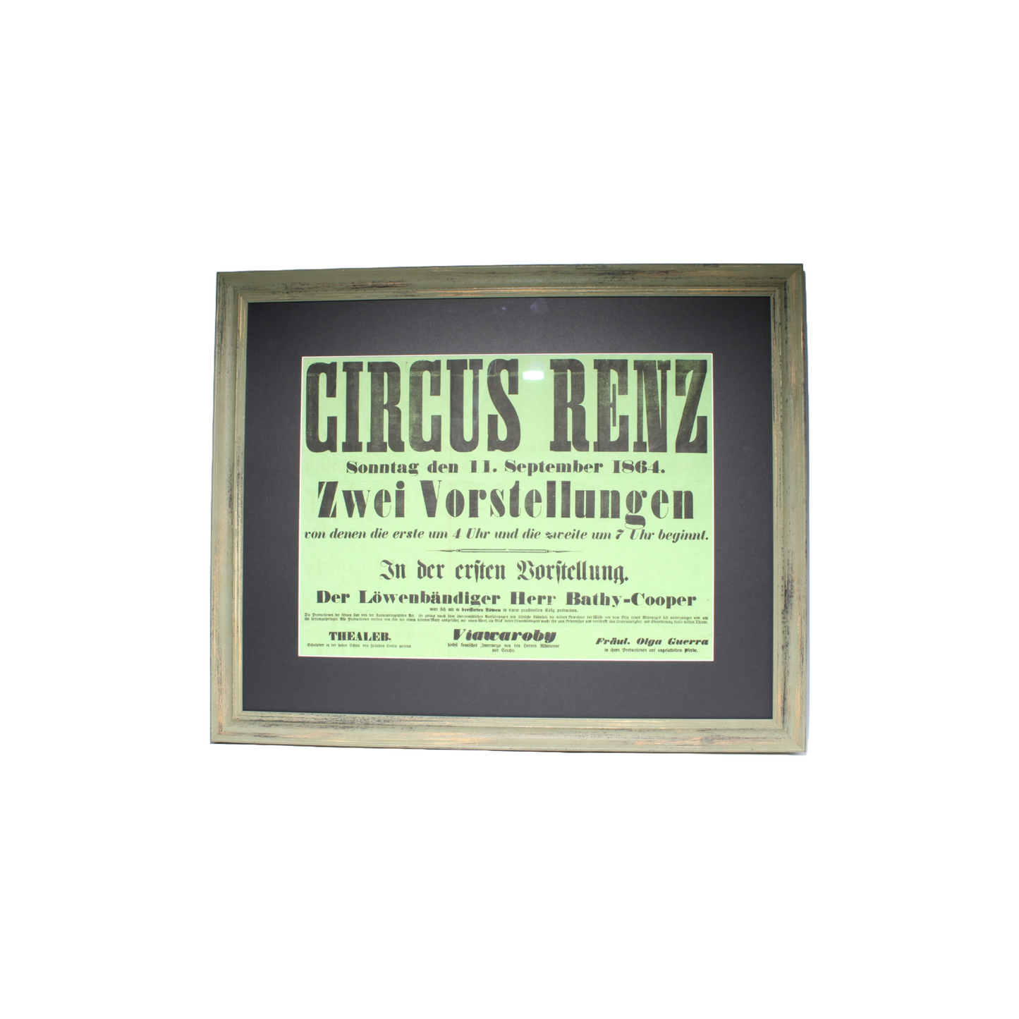 Rare Original 19th-Century Circus Renz Poster from 1864 | Professionally Framed