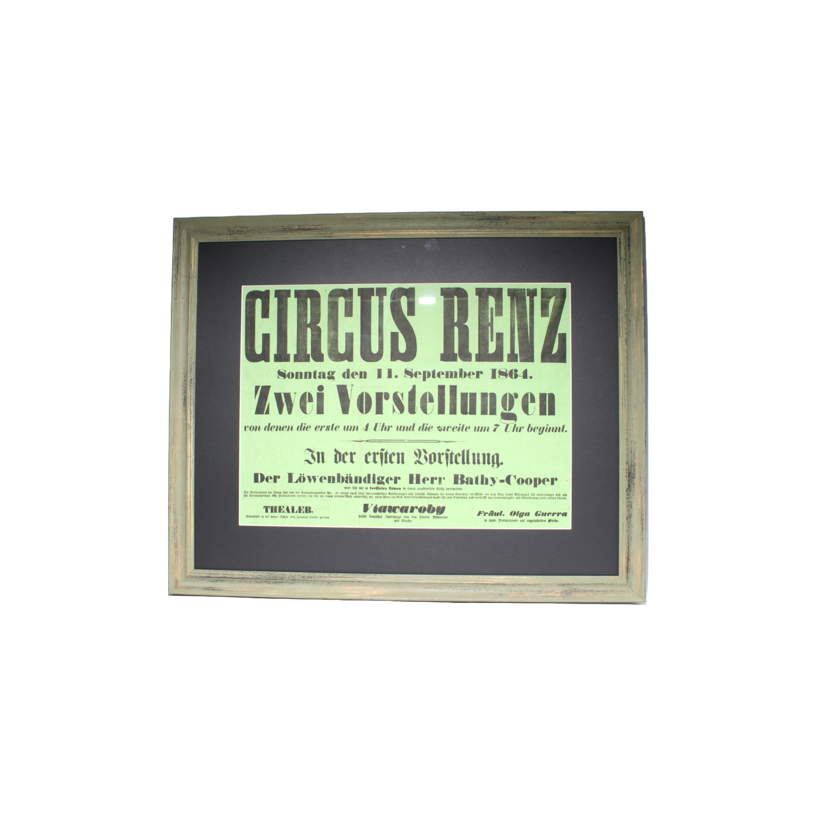 Rare Original 19th-Century Circus Renz Poster from 1864 | Professionally Framed