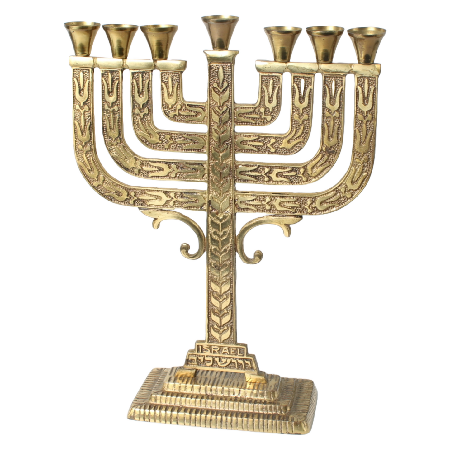 Vintage Handmade Judaica Menorah from Israel, 28 cm Brass, Iconic Jewish Symbol