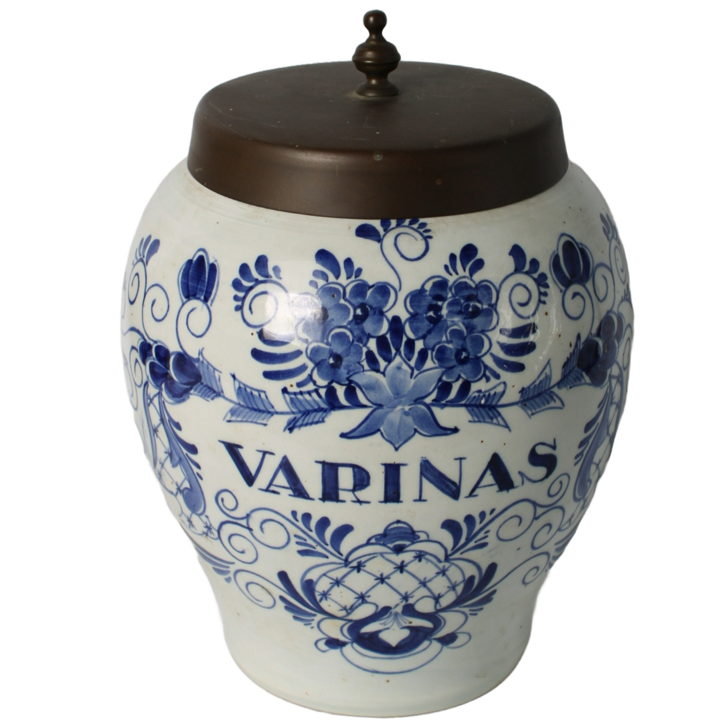 Antique Tobacco Jar VARINAS | Oldenkott Weesp Aº 1760 | Delft Blue Pottery with