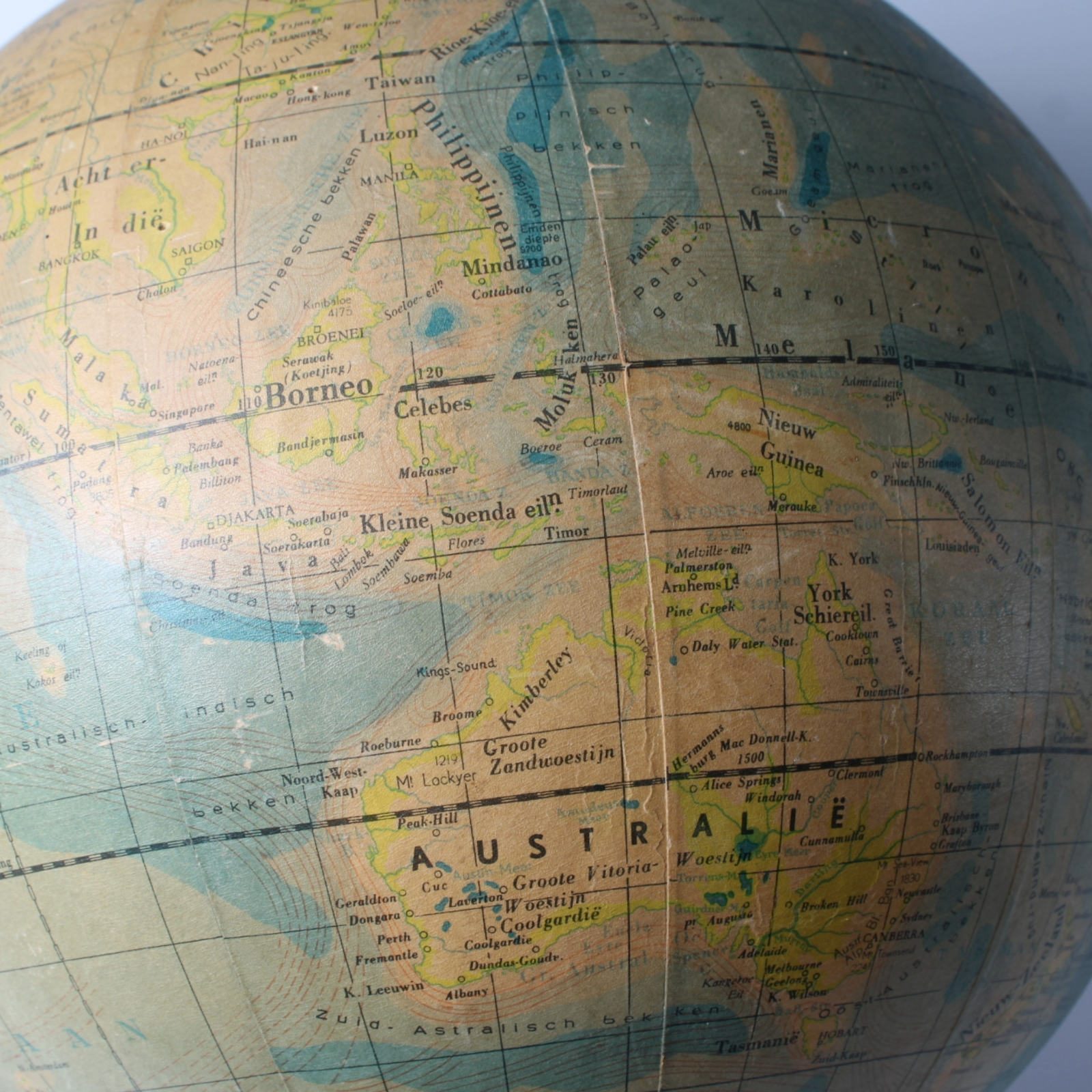 Rare Antique Globe on Metal Stand | Vintage Globe 1930-1950 | Historical