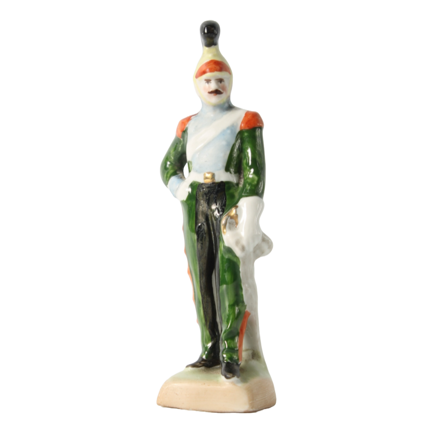 Hand-Painted Porcelain Figurine of Napoleonic Officer, 1920-1940, Kister Scheibe