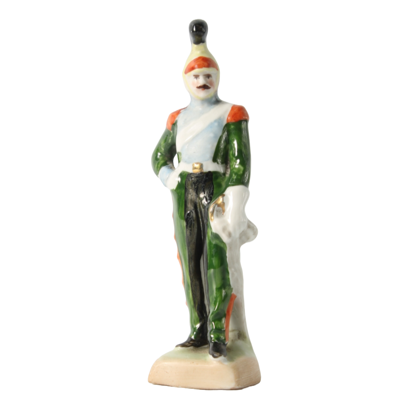 Hand-Painted Porcelain Figurine of Napoleonic Officer, 1920-1940, Kister Scheibe
