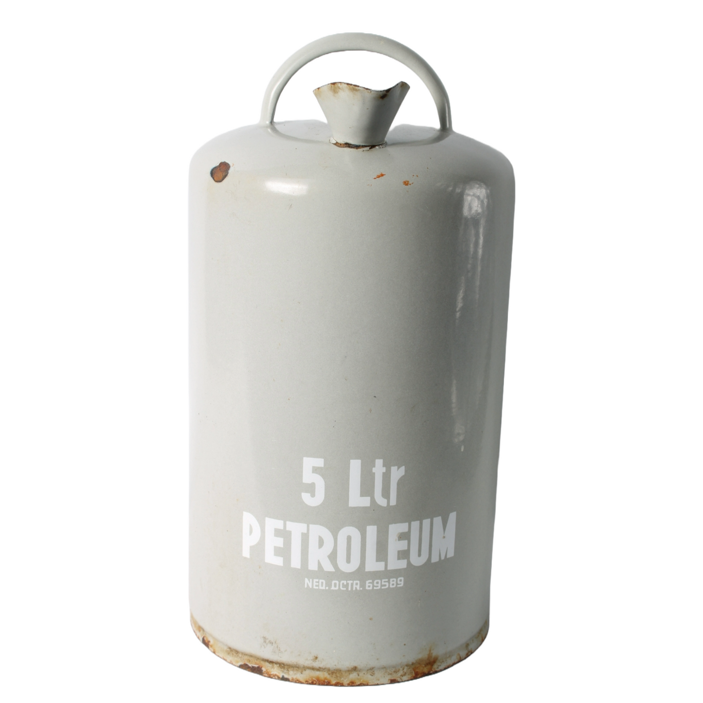 Antique Enamelled 5-Litre Petroleum Can, Industrial Decor, 20th Century
