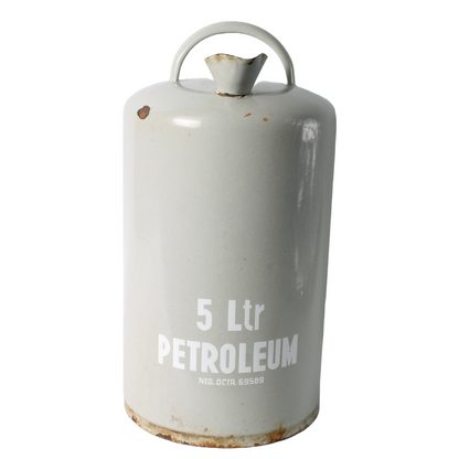 Antique Enamelled 5-Litre Petroleum Can, Industrial Decor, 20th Century