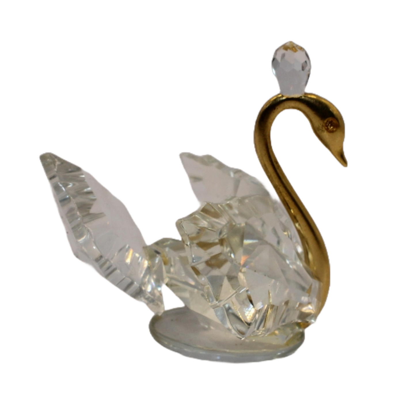 Exquisite Crystal Swan with Brass Mesh and Head - 6 cm Tall - Delicate Collector