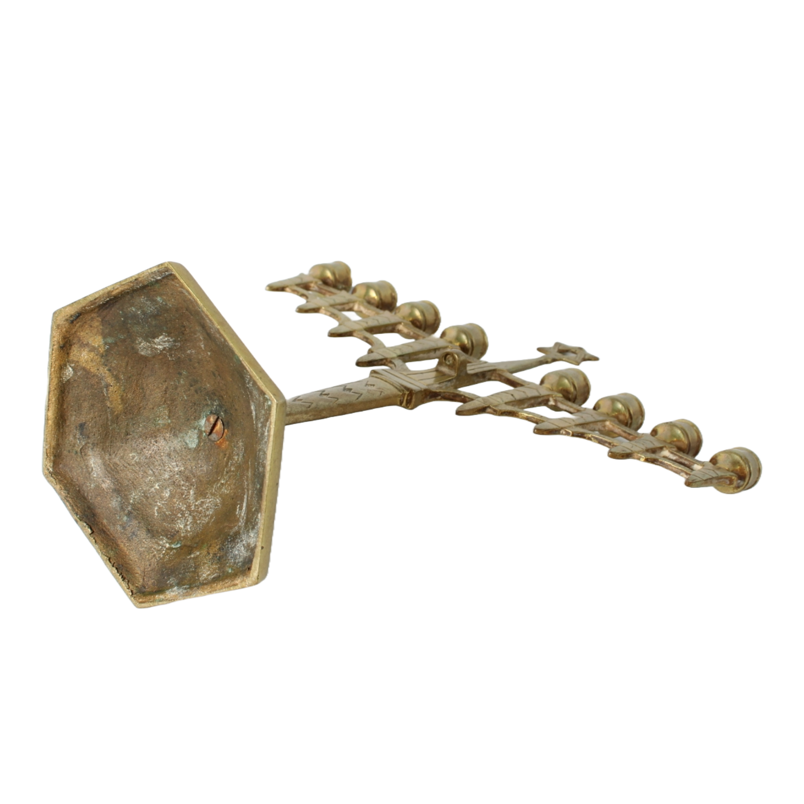 Antique Brass Hanukkah Menorah | Jewish Nine-Branched